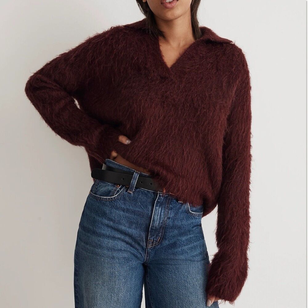 Madewell Burgundy Fuzzy Sweater
